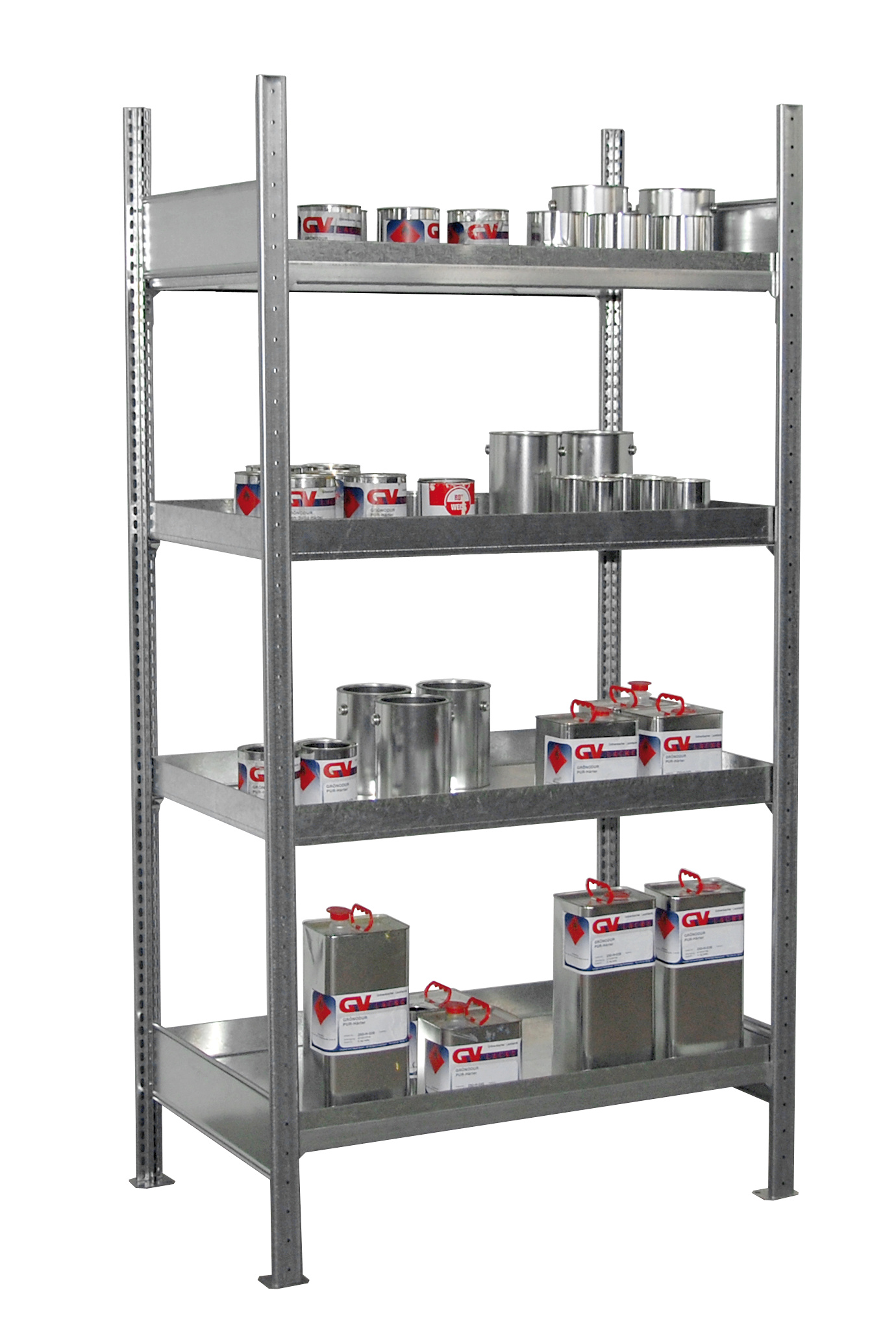 Kleingebinderegale mit Auffangwannen Typ SERIE 3000 feuerverzinkt