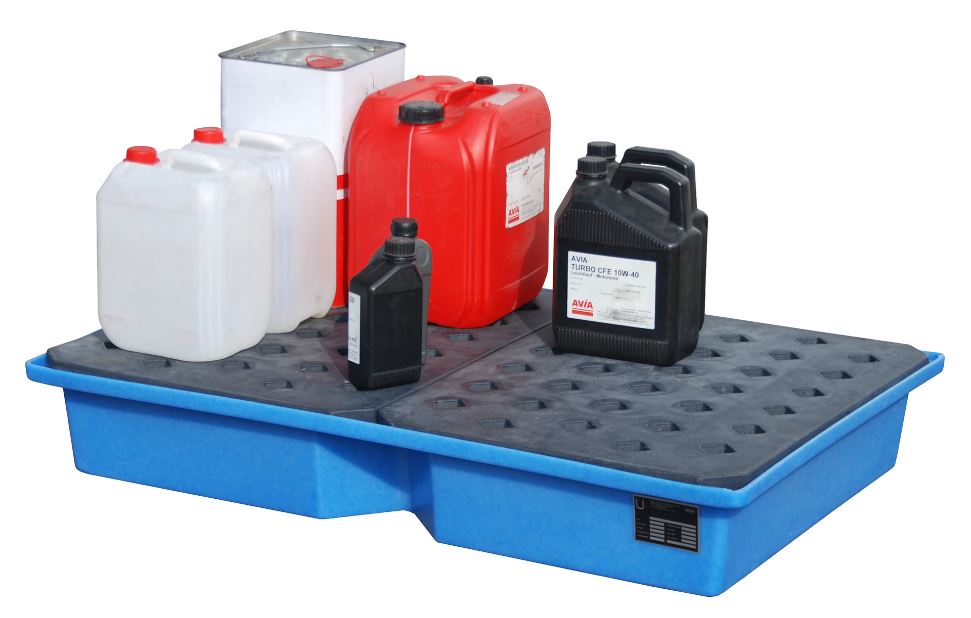 PE-Auffangwanne für Paletten Typ KWP-P PE blau mit Zubehör