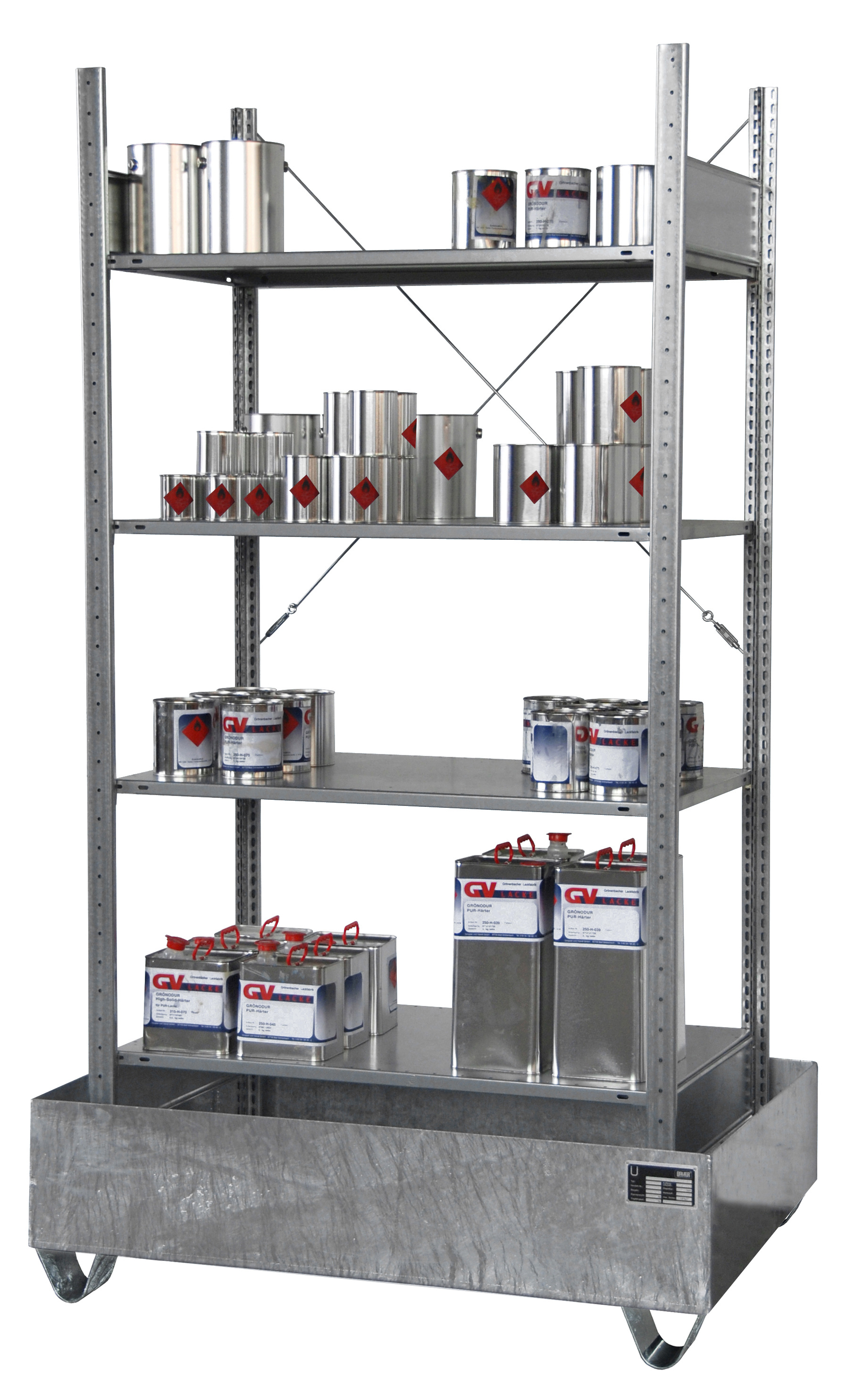 Kleingebinderegale mit Auffangwannen Typ SERIE 3000 feuerverzinkt