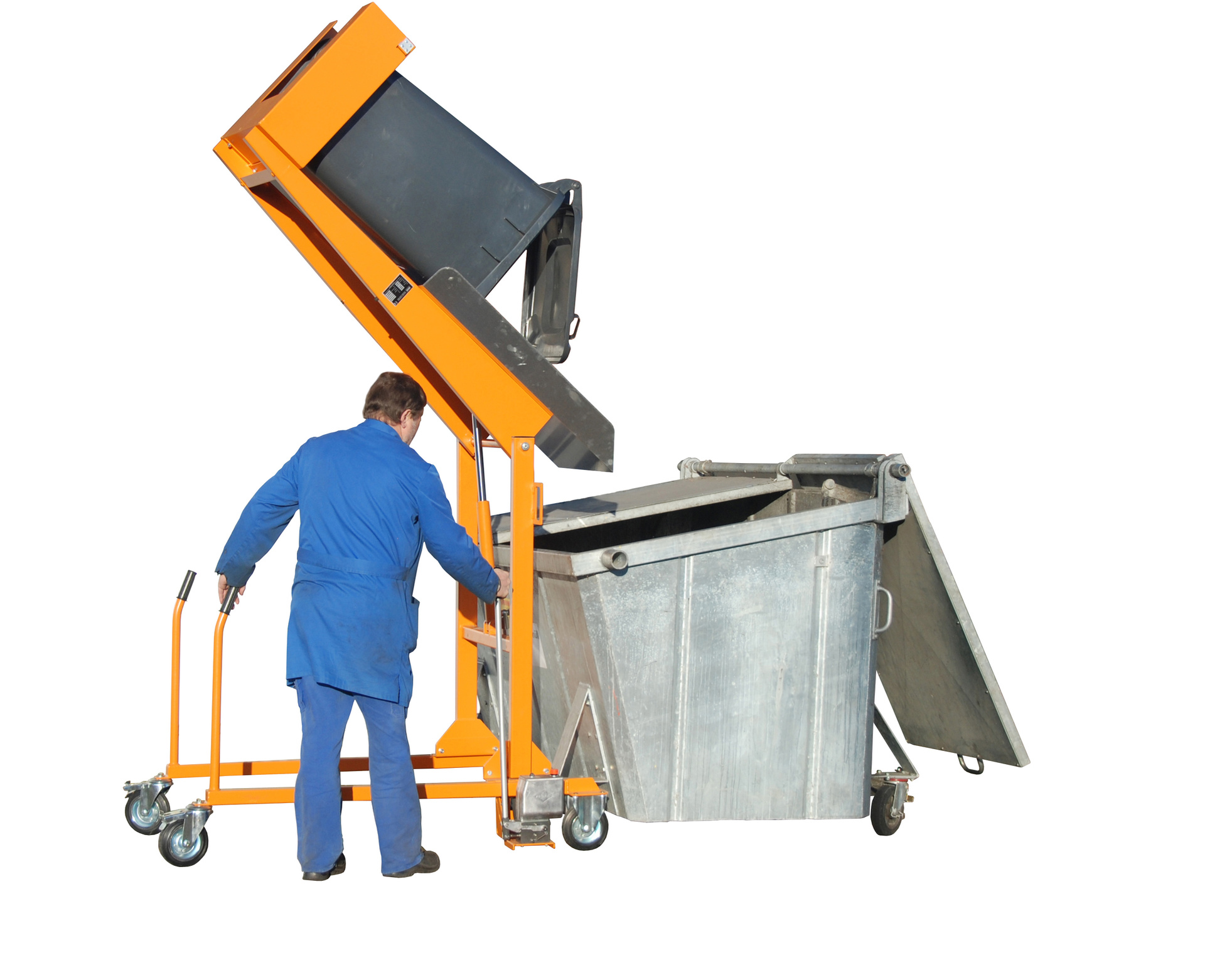 Mülltonnen-Kippstation Typ MKS-H RAL 2000 Gelborange