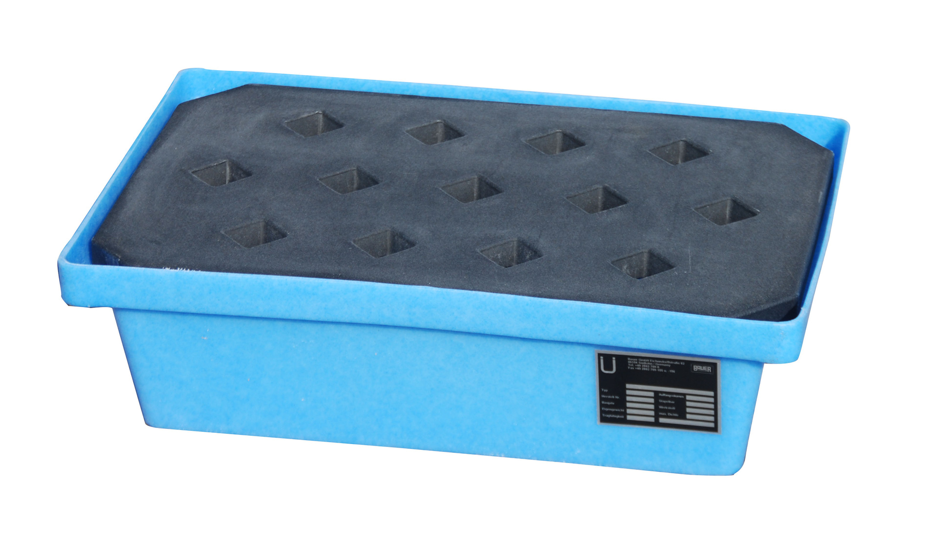 PE-Auffangwanne für Paletten Typ KWP-P PE blau mit Zubehör