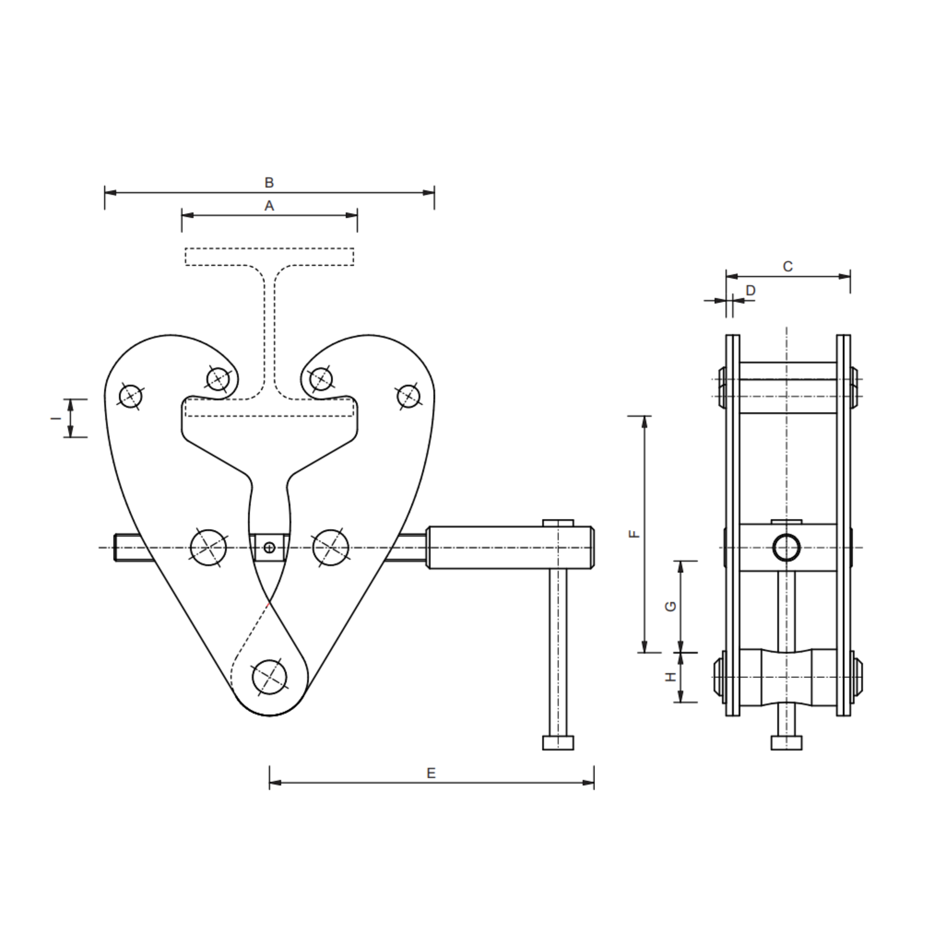 Trägerklemme Technische Zeichnung